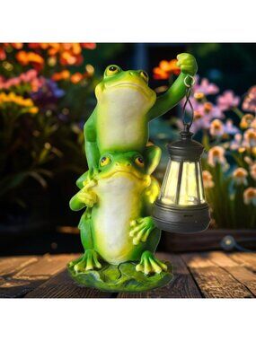 Solar Frog Garden Statue with Lights - Unique Outdoor Decor & Yard Gift Idea